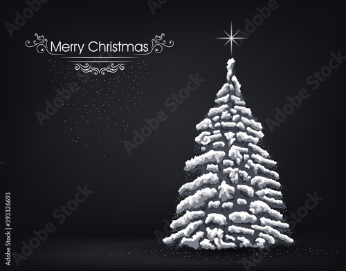 Wallpaper Mural Excellent greeting card card with a snow-covered Christmas tree for Christmas and New Year. Torontodigital.ca