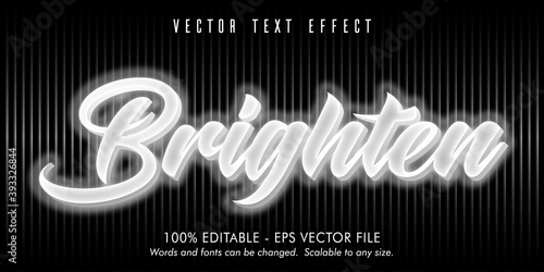 Brighten text, light style editable text effect