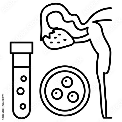 Ovary, Beaker containing female Egg and Tube Concept Vector Icon Design, In Vitro Fertilization Symbol on White Background, Pregnancy and obstetrician Sign,