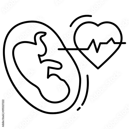 Fetal heartbeat Concept, Ultra Sound Vector Icon Design, In Vitro Fertilization Symbol on White Background, Pregnancy and obstetrician Sign, 