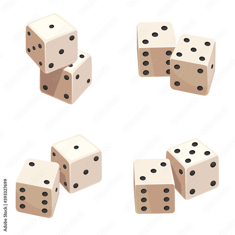 Dice in different angles. Objects of gambling game. Dice in different angles. Objects of gambling game.