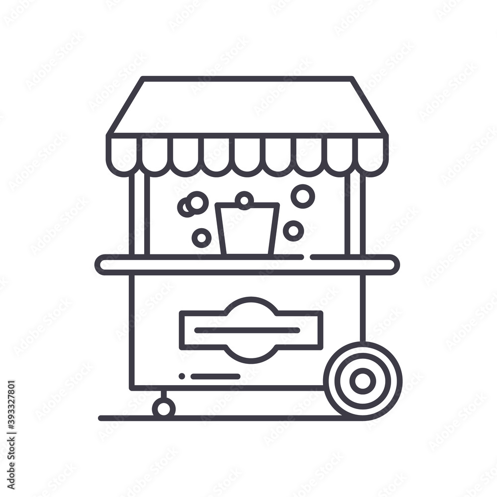 Corn shop icon, linear isolated illustration, thin line vector, web design sign, outline concept symbol with editable stroke on white background. Corn shop icon, linear isolated illustration, thin line vector, web design sign, outline concept symbol with editable stroke on white background.