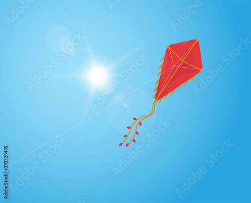 Flying kite in the sky