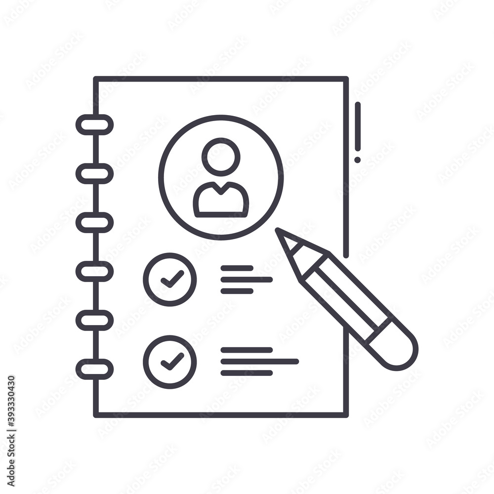 Contact book concept icon, linear isolated illustration, thin line vector, web design sign, outline concept symbol with editable stroke on white background. Contact book concept icon, linear isolated illustration, thin line vector, web design sign, outline concept symbol with editable stroke on white background.