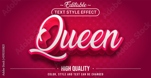 Editable text style effect - Queen with pink outline text style theme.