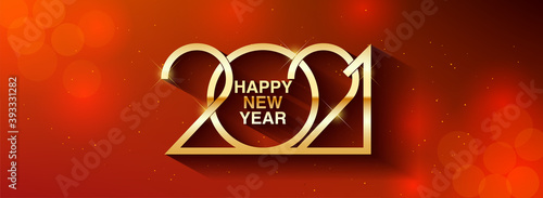 Happy New Year 2021 text design. Vector greeting illustration with golden numbers. Merry christmas and happy new year 2021 vector greeting card and poster design.