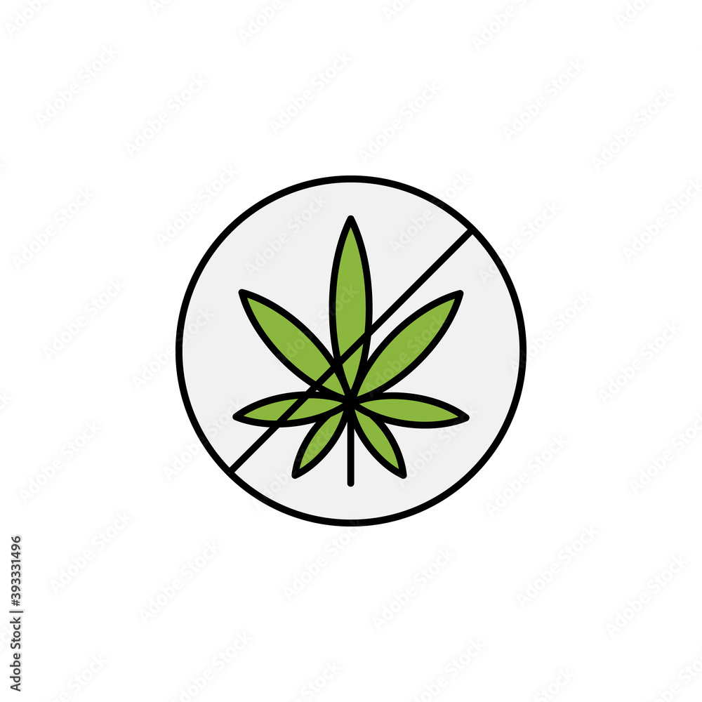 ban, marijuana, cannabis outline icon. Can be used for web, logo, mobile app, UI, UX on white background ban, marijuana, cannabis outline icon. Can be used for web, logo, mobile app, UI, UX on white background