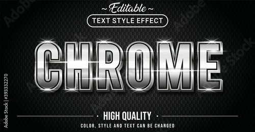 Editable text style effect - Shinny chrome text style.