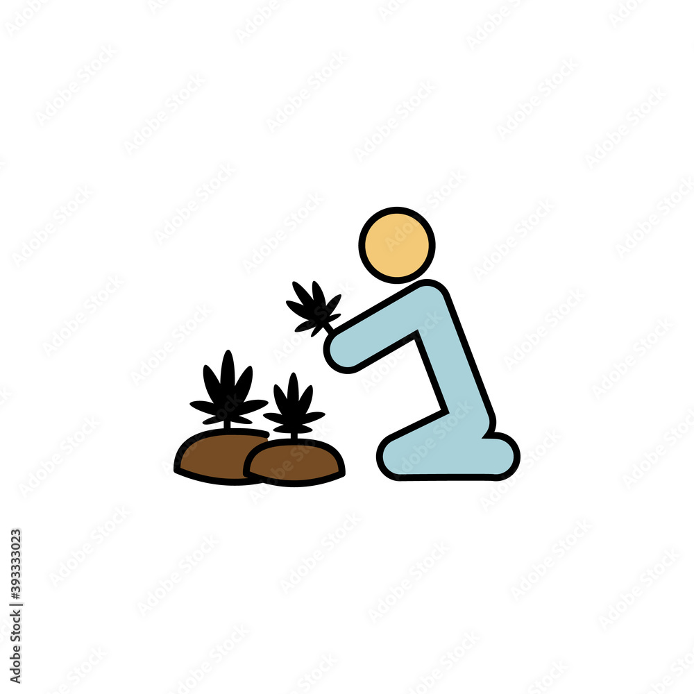 marijuana, man, collect outline icon. Can be used for web, logo, mobile app, UI, UX on white background marijuana, man, collect outline icon. Can be used for web, logo, mobile app, UI, UX on white background