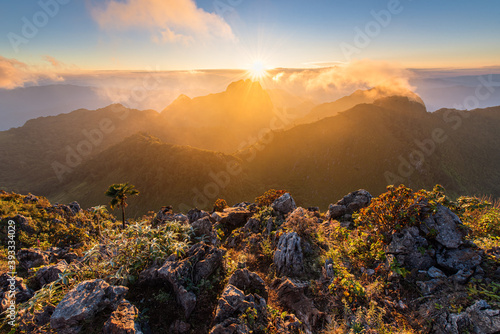 Landscape of sunset on the mountain valley at Doi Luang Chiang Dao, Chiang Mai, Thailand © surachetkhamsuk