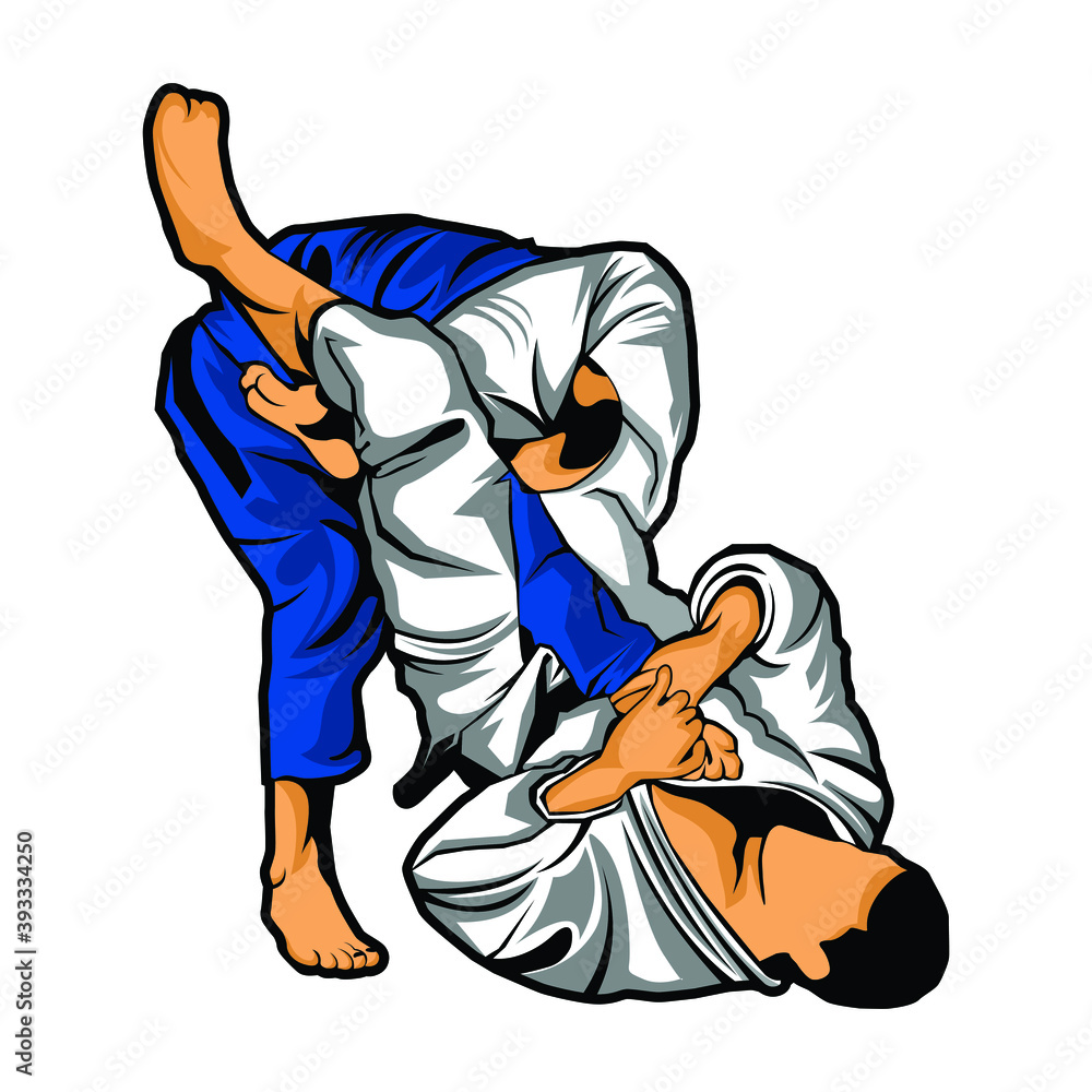 Jiu-Jitsu Fighting Vector on white background