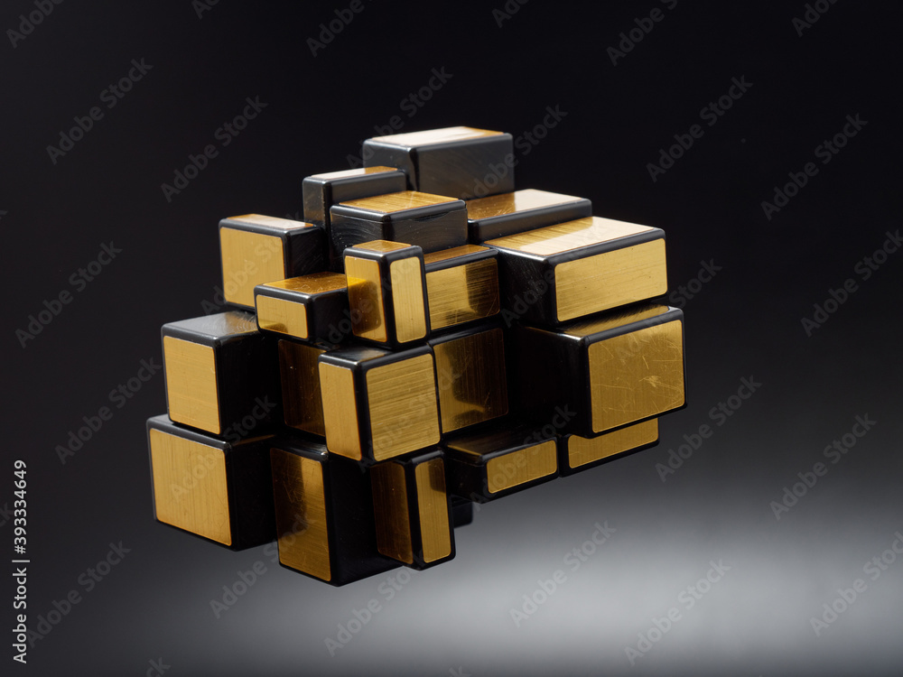 3d cubes of different sizes in a pyramid on a dark background 3d cubes of different sizes in a pyramid on a dark background