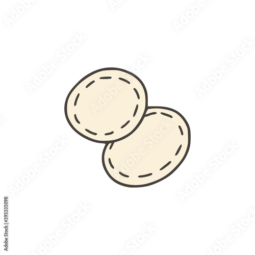 Cotton pad. A hygienic product for cleansing the skin from cosmetics. Girly stuff. Colorized doodle style. Vector illustration on isolated white background. For printing on paper and canvas, web