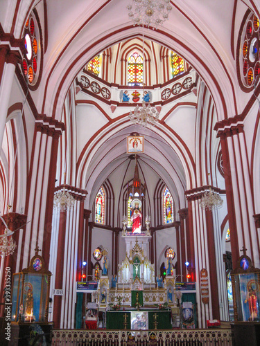 Selective focus image of the interiors of a church in goa India on 8 October 2008