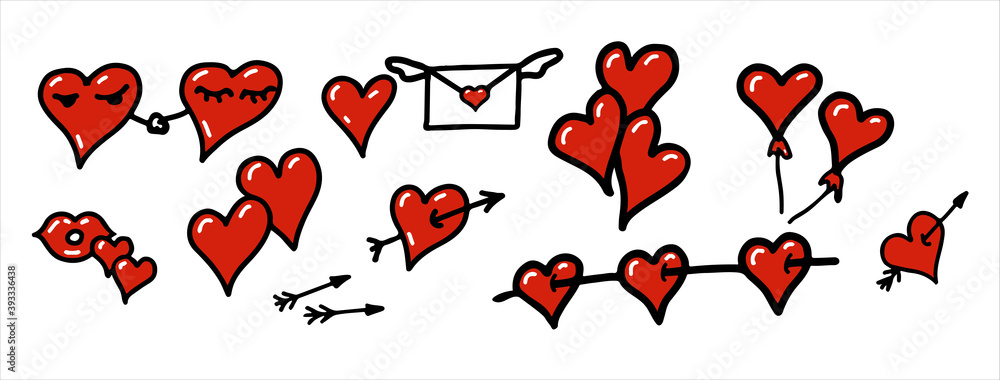 Set of hearts. Valentine's. Vector