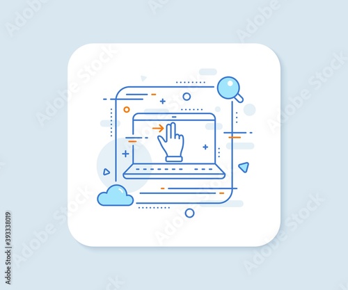 Touchscreen gesture line icon. Abstract vector button. Slide right arrow sign. Swipe action symbol. Touchscreen gesture line icon. Laptop concept badge. Vector © blankstock