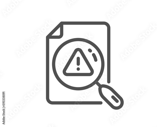 Search document line icon. Help book sign. Instruction manual symbol. Quality design element. Linear style search document icon. Editable stroke. Vector