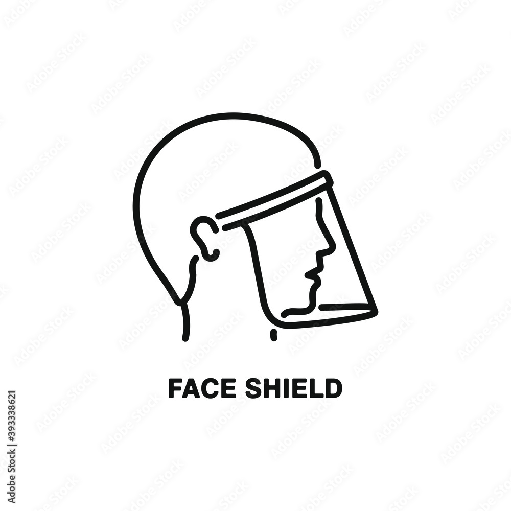 Face shield line icon. Protection from COVID-19 concept isolated on white background. Vector illustration Face shield line icon. Protection from COVID-19 concept isolated on white background. Vector illustration
