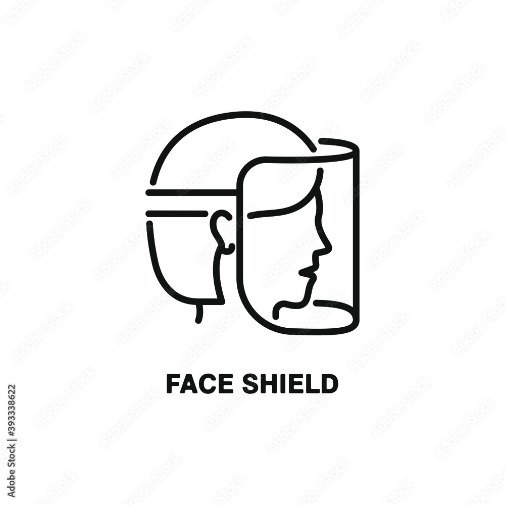 Face shield line icon. Protection from COVID-19 concept isolated on white background. Vector illustration Face shield line icon. Protection from COVID-19 concept isolated on white background. Vector illustration