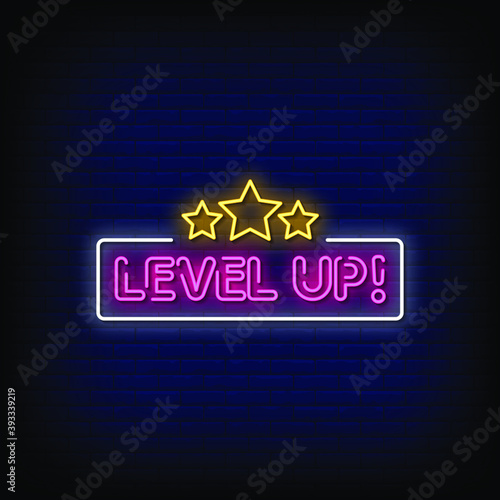 Level Up Neon Signs Style Text Vector