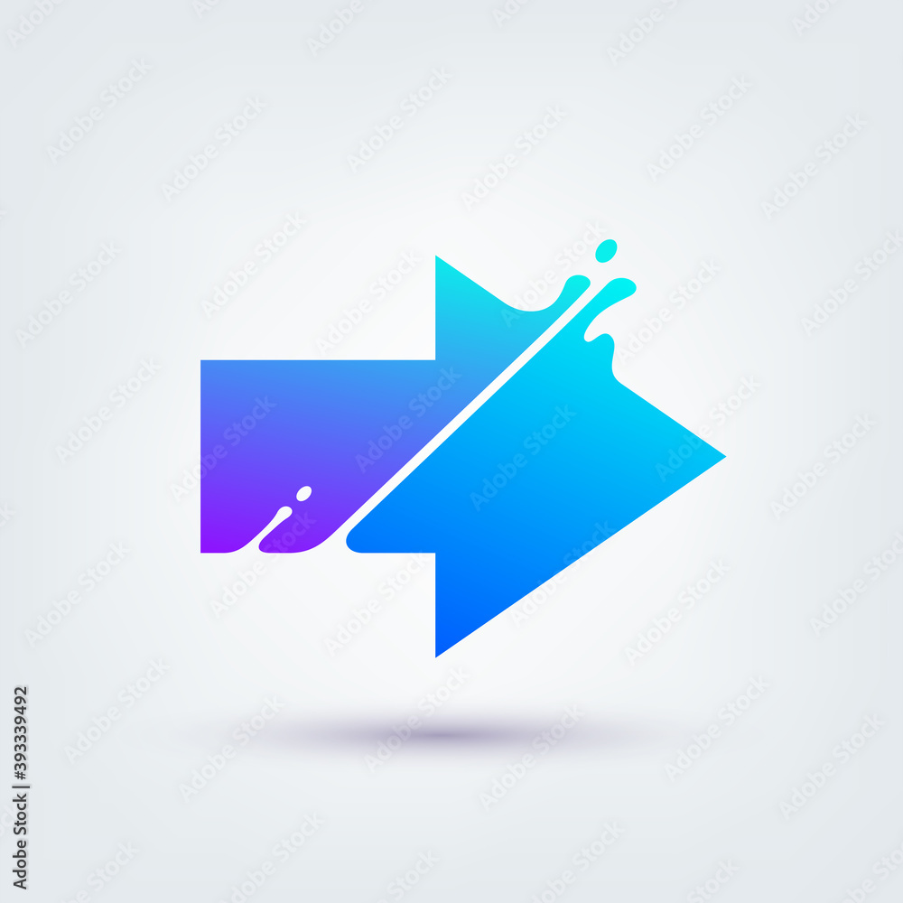 Vector illustration, abstract liquid shape of an arrow sign, logo design Vector illustration, abstract liquid shape of an arrow sign, logo design