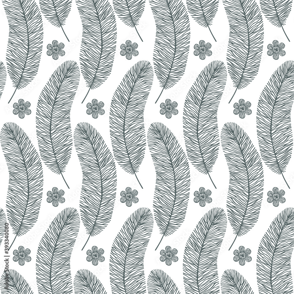 Feathers seamless pattern. Vector stock illustration eps10.