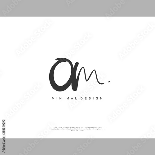 OM Initial handwriting or handwritten logo for identity. Logo with signature and hand drawn style.