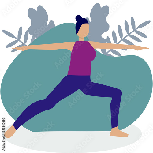 Vector illustration of a beautiful cartoon woman in various yoga poses