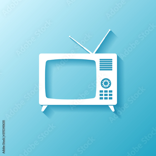 Retro tv flat vector icon, television winter concept illustration in eps 10