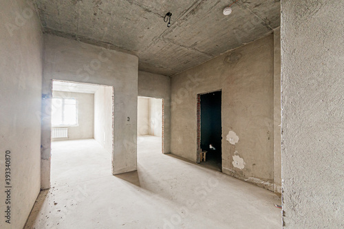 Russia  Moscow- April 17  2020  interior room apartment rough repair for self-finishing. interior decoration  bare walls of the premises  stage of construction