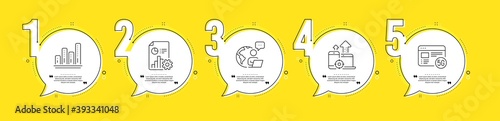 5g internet, Seo devices and Report line icons set. Timeline process infograph. Graph chart sign. Wifi quality, Mobile stats, Presentation document. Growth report. Science set. Vector