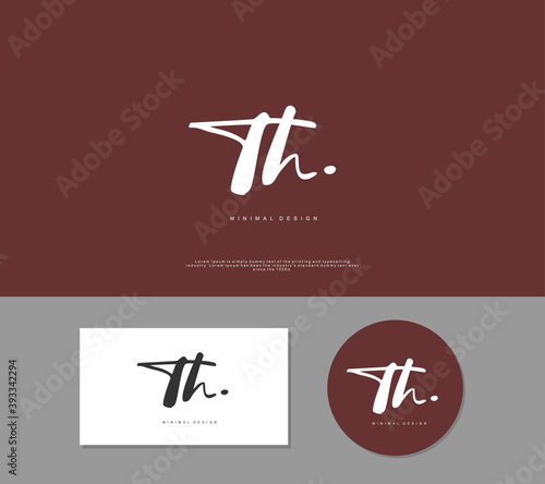 TH Initial handwriting or handwritten logo for identity. Logo with signature and hand drawn style.