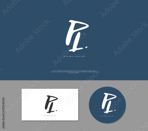 PL Initial handwriting or handwritten logo for identity. Logo with signature and hand drawn style.