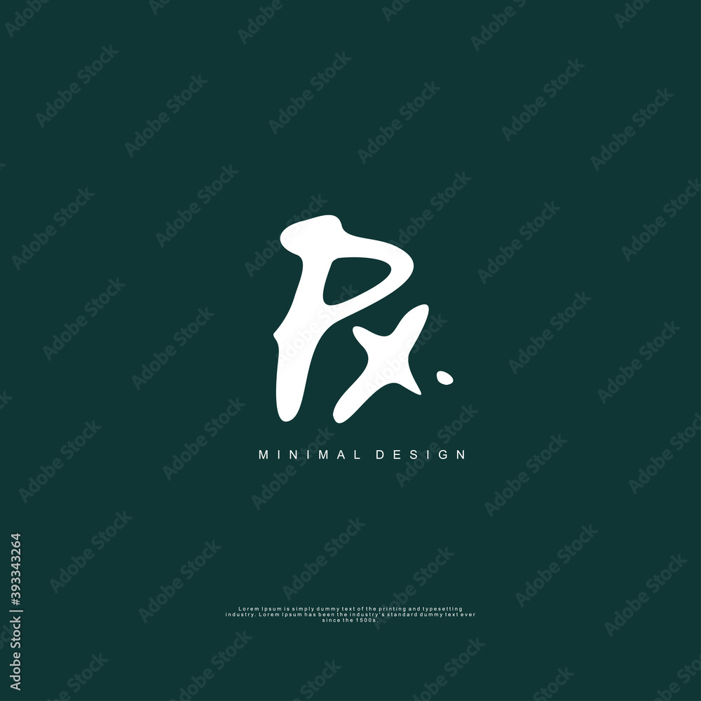 PX Initial handwriting or handwritten logo for identity. Logo with signature and hand drawn style.