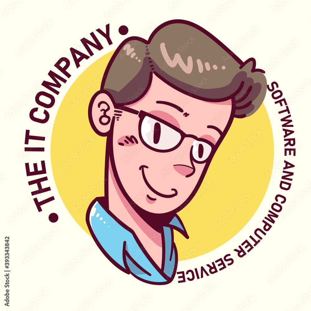 IT company logo showing geek guy IT company logo showing geek guy