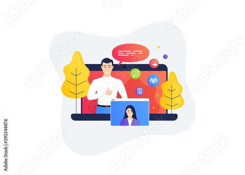 Talk bubble, Ranking star and Safe time icons simple set. Remote work banner. Home education class. Report document sign. Chat message, Click rank, Management. Page with charts. Education set. Vector