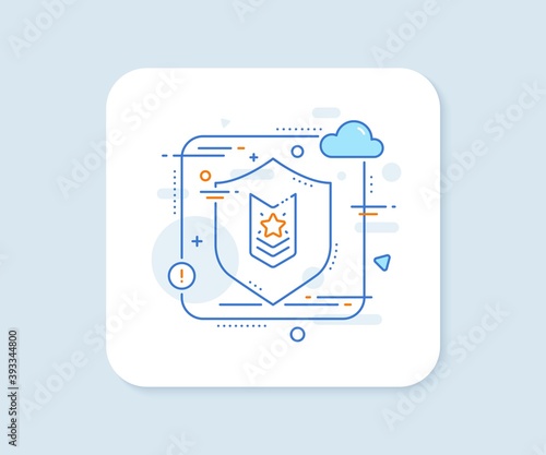 Shoulder strap stars line icon. Abstract vector button. Star award sign. Best rank symbol. Shoulder strap line icon. Protect shield concept. Vector
