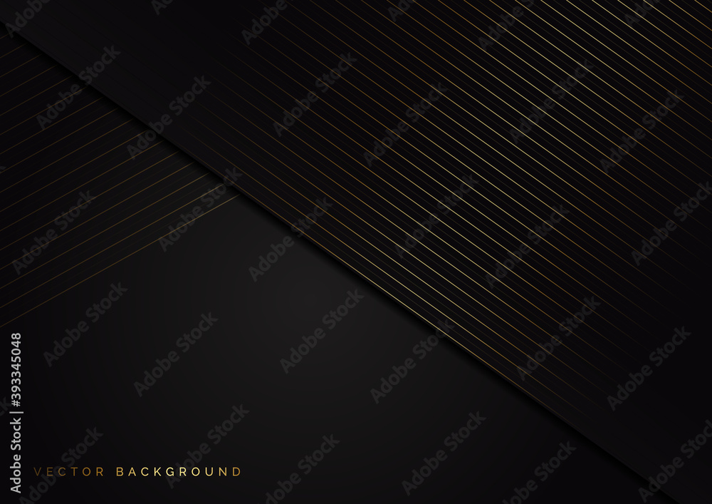 Abstract stripes golden lines diagonal overlap on black background. Luxury style. Abstract stripes golden lines diagonal overlap on black background. Luxury style.