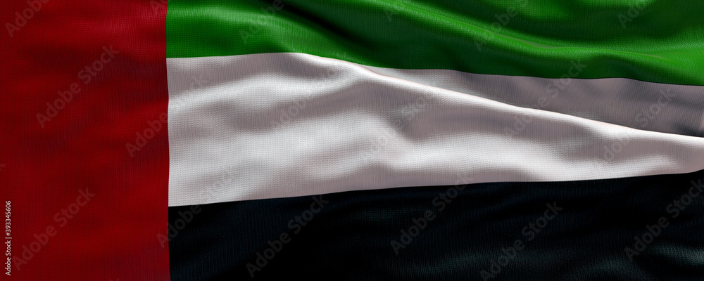 Waving flag of United Arab Emirates - Flag of United Arab Emirates - 3D flag background