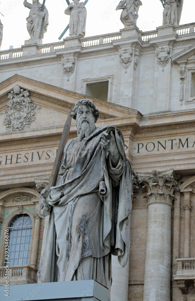 statue of Saint Paul in the square of Saint Peter in the Vatican