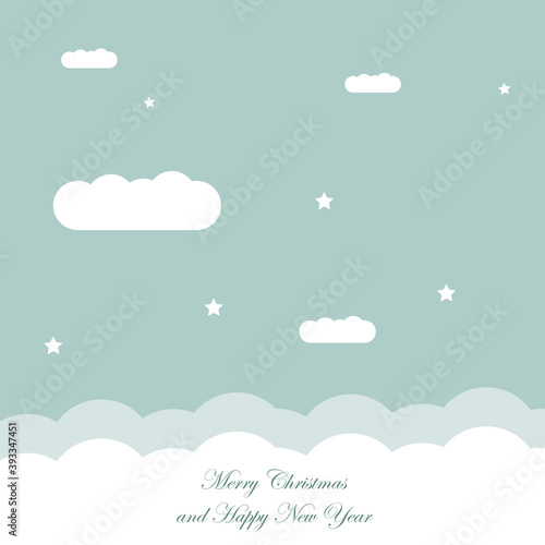 Christmas card. Sky clouds and stars design. Vector illustration
