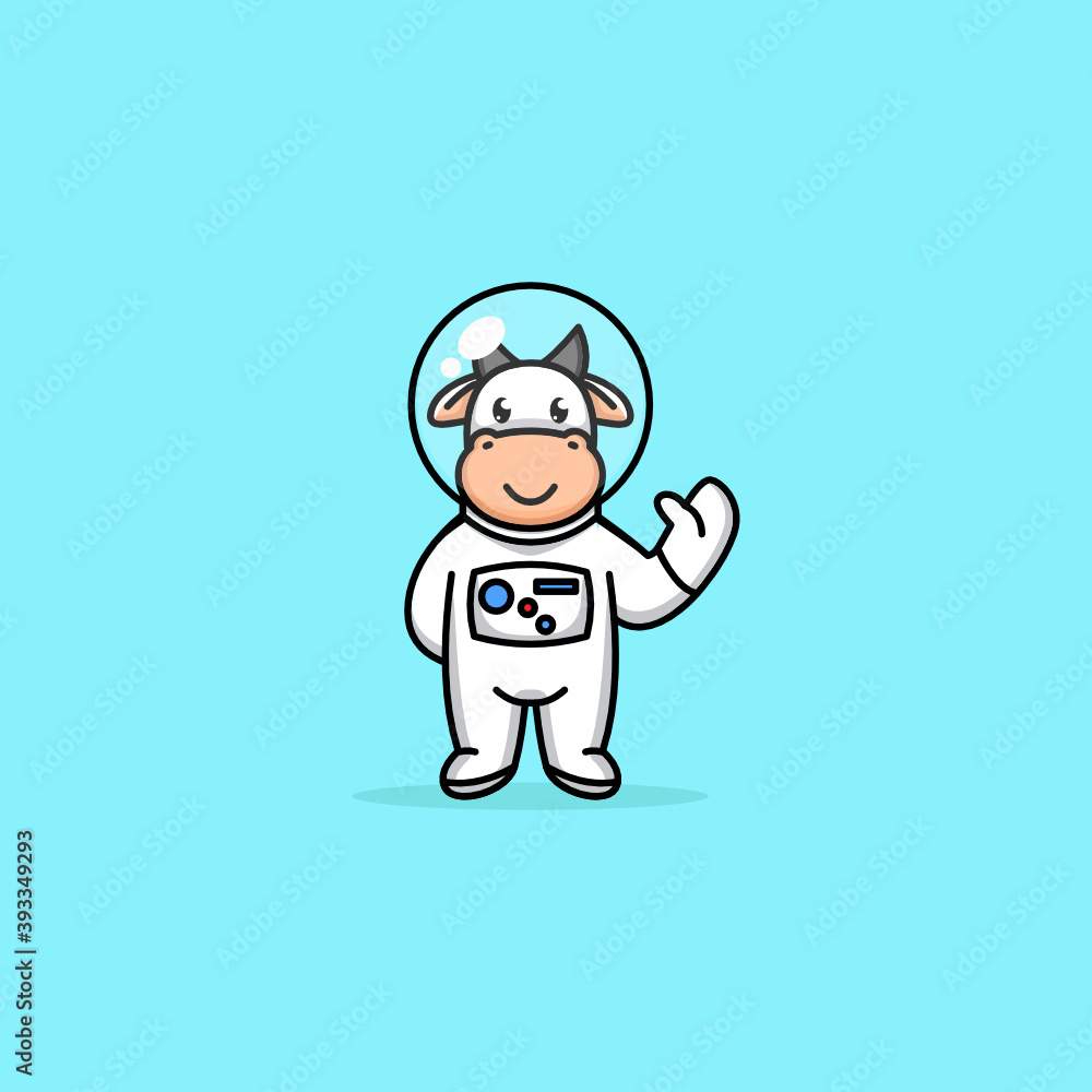 Cute cow with astronaut costume design