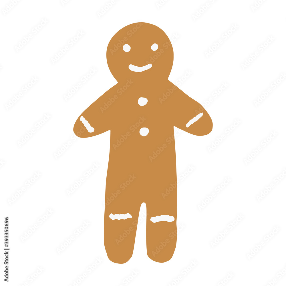 Gingerbread human isolated on white background. Christmas cookies in doodle. Gingerbread human isolated on white background. Christmas cookies in doodle.