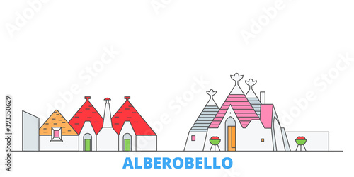 Italy, Alberobello cityscape line vector. Travel flat city landmark, oultine illustration, line world icons