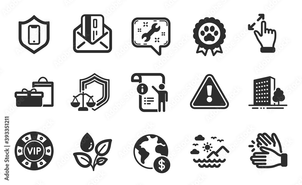 Smartphone protection, Manual doc and Clapping hands icons simple set. Spanner, Global business and Touchscreen gesture signs. Justice scales, Plants watering and Credit card symbols. Vector Smartphone protection, Manual doc and Clapping hands icons simple set. Spanner, Global business and Touchscreen gesture signs. Justice scales, Plants watering and Credit card symbols. Vector