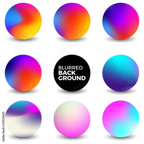 Colorful fluid, Round gradient set,Blurred circle backgrounds with modern abstract color gradient patterns. Colourful gradient orbs collection for your design. Vector illustration.