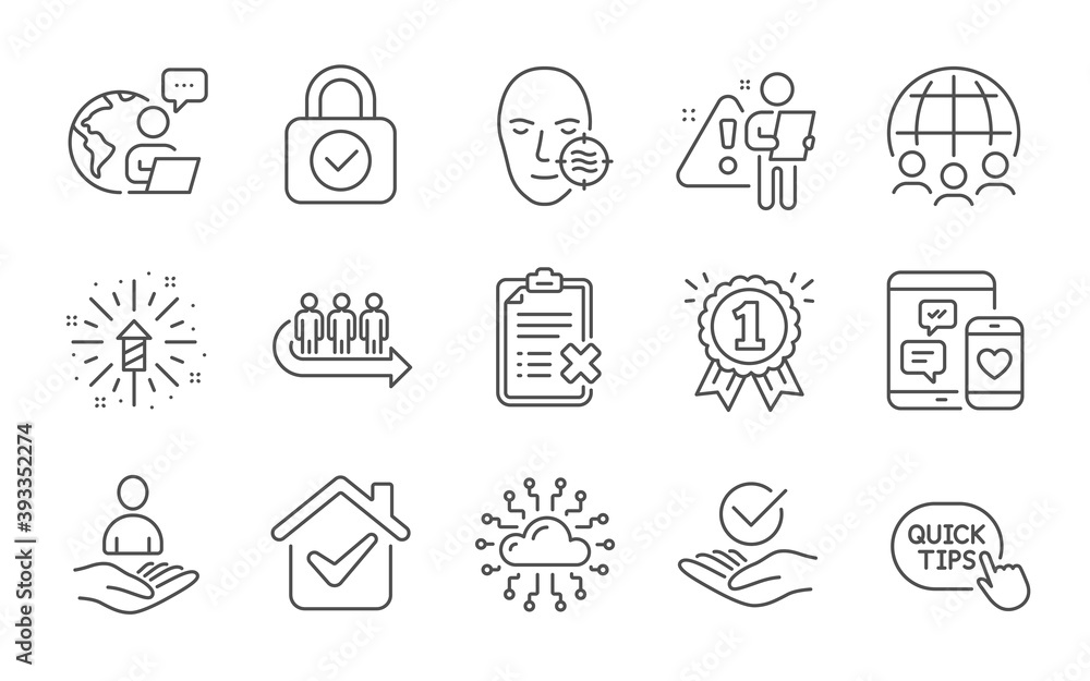 Fireworks explosion, Security lock and Global business line icons set. Quick tips, Approved and Recruitment signs. Social media, Problem skin and Reward symbols. Line icons set. Vector Fireworks explosion, Security lock and Global business line icons set. Quick tips, Approved and Recruitment signs. Social media, Problem skin and Reward symbols. Line icons set. Vector