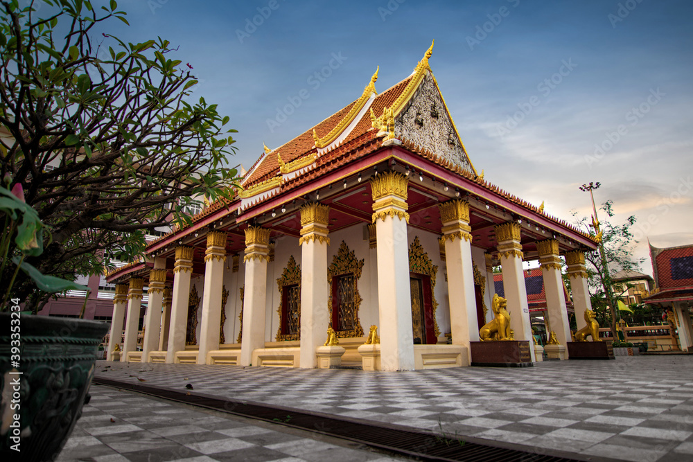 Wat Dan Samrong,Ancient and beautiful temple, in Samut Prakan,Thailand