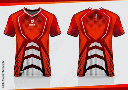 Jersey mockup. t-shirt sport design template for runner, uniform front and back view. orange color