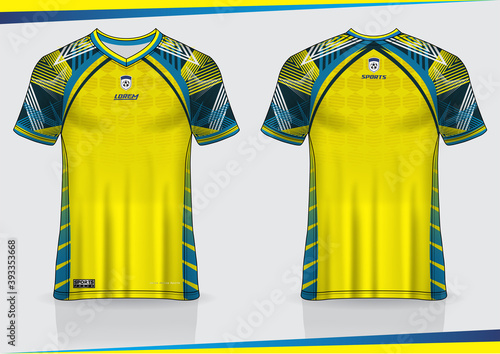 Jersey mockup. t-shirt sport design template for runner, uniform front and back view. yellow color
